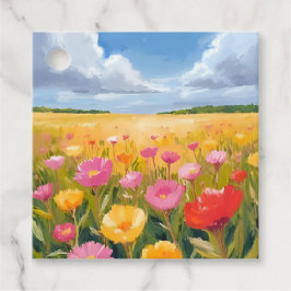 水彩画 花畑の風景 フェイバータグ