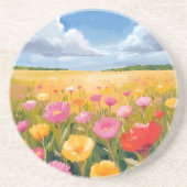 水彩画 花畑 風景画 コースター (正面)