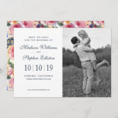 水彩画 | 英語のバラ – 日付の保存 セーブザデート (正面/裏面)