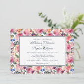 水彩画 |英語のバラ- 結婚s 招待状 (スタンド正面)