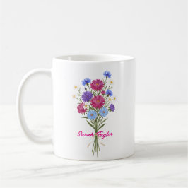 水彩画　誕生花　アスター　オーダーメイド コーヒーマグカップ