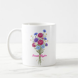 水彩画　誕生花　アスター　オーダーメイド コーヒーマグカップ