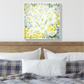 水彩画。野の花。カモミール キャンバスプリント (インサイチュ (寝室))