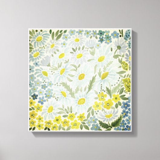水彩画。野の花。カモミール キャンバスプリント (正面)