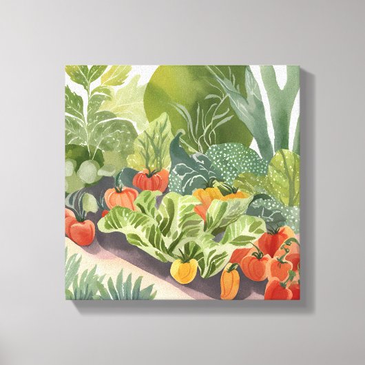 水彩画 野菜の庭 キャンバスプリント (正面)
