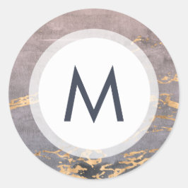 水彩画&金ゴールドモノグラム結婚ズ ラウンドシール