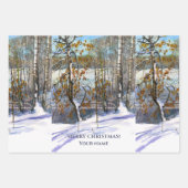 水彩画「雪の降るシーン」 ラッピングペーパーシート (正面)