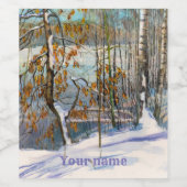 水彩画「雪の降る風景」 ワインラベル (シングルラベル)