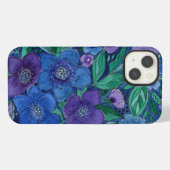 水彩画、青い花 iPhoneケース (裏面横)