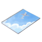水彩画 青空 雲 飛行機 美しい日 ノートブック (左側)
