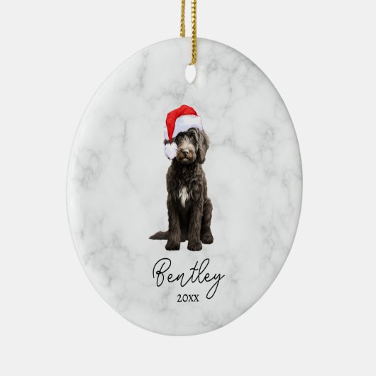 水彩画 黒と白のスーツを着たゴールデンドゥードル セラミックオーナメント (右)