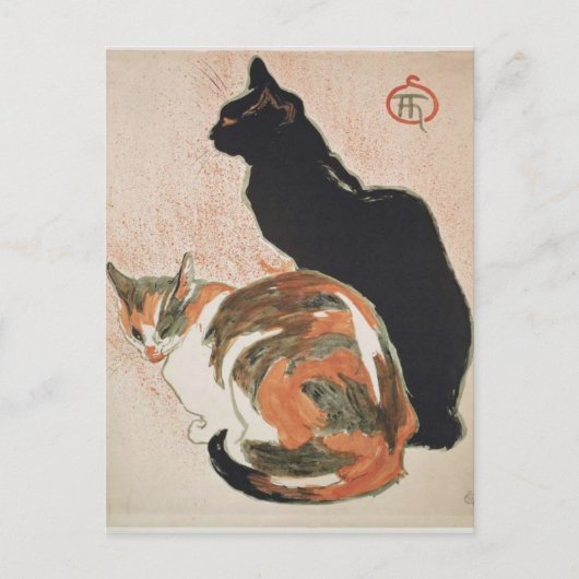 水彩画 – 2匹の猫 – Theophile Alexandre Steinlen ポストカード (正面)