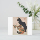 水彩画 – 2匹の猫 – Theophile Alexandre Steinlen ポストカード (スタンド正面)
