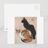 水彩画 – 2匹の猫 – Theophile Alexandre Steinlen ポストカード (正面/裏面)