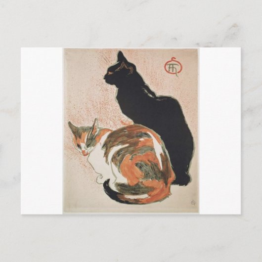 水彩画 – 2匹の猫 – Theophile Alexandre Steinlen ポストカード (正面)