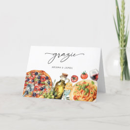 水彩画 Grazie パスタ イタリア料理 サンキューカード