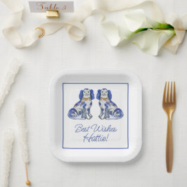 水彩画 Staffordshire 犬 ペーパープレート