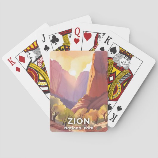 水彩画 Zion National Park 旅行 トランプ (裏面)