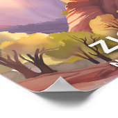 水彩画 Zion National Park 旅行 ポスター (角)