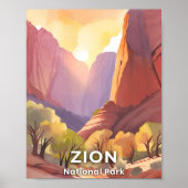 水彩画 Zion National Park 旅行 ポスター (正面)