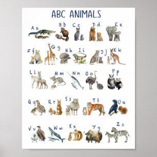 水彩画Abc Animalsポスター ポスター