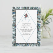 水彩画ConifierおよびPineconesの休日の昼食会 招待状 (スタンド正面)