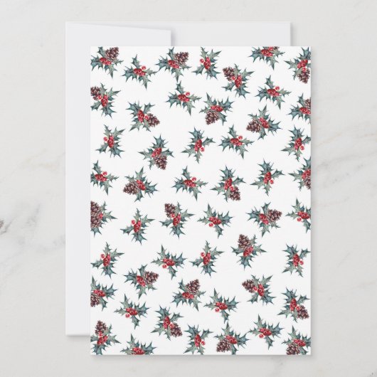 水彩画ConifierおよびPineconesの休日の昼食会 招待状 (裏面)