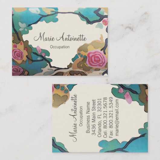 水彩画PAPER/SIZE/STYLEの選択の花- 名刺 (正面/裏面)