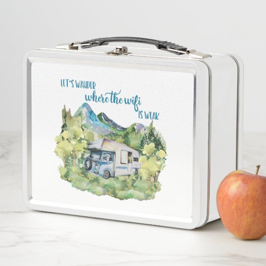 水彩画RV Motorhomeのキャンピングカー場面 メタルランチボックス (インサイチュ)