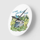 水彩画RV Motorhomeのキャンプ場面 ラウンド壁時計 (傾斜)