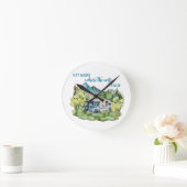 水彩画RV Motorhomeのキャンプ場面 ラウンド壁時計 (ホーム)