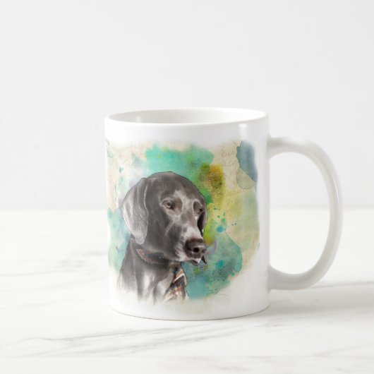 水彩画WEIMARANERのマグ コーヒーマグカップ (右)