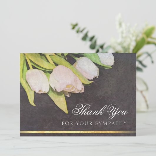 水彩白いチューリップありがとう共感表 招待状 (スタンド正面)