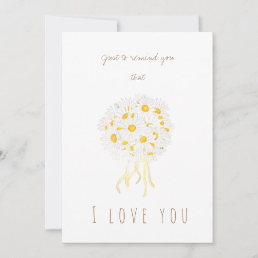 水彩白いデイジーの花のグリーティングカード 招待状 (正面)