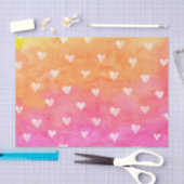 水彩白いハートオンパープル&イエロー 薄葉紙 (クラフト)