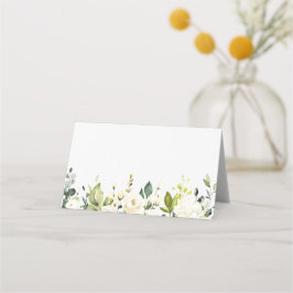 水彩白いバラとアジサイ結婚ズ プレイスカード