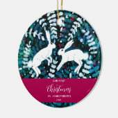 水彩白いバンニークリスマスオーナメント セラミックオーナメント (左)