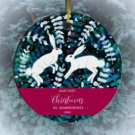 水彩白いバンニークリスマスオーナメント セラミックオーナメント