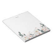 水彩白いランと花パーソナライズされた花 ノートパッド (アングル)