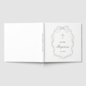 水彩白いリボン赤ちゃんの息のバプテスマ ゲストブック (全面)