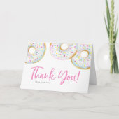 水彩白い散水ドーナツ赤ちゃんシャワー サンキューカード (正面)