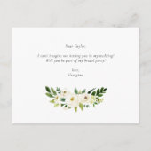 水彩白い花が私の花嫁になる インビテーションポストカード (裏面)