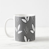 水彩白い花グレーエレガント コーヒーマグカップ (左)
