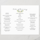 水彩白い花トリフォールド結婚式 プログラム チラシ (裏面)