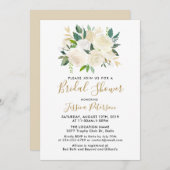 水彩白い花ブライダルシャワー招待状 招待状 (正面/裏面)