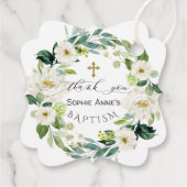 水彩白い花リースクロスバプテスマ フェイバータグ (裏面)