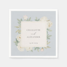 水彩白い花、ライトブルー結婚ズ