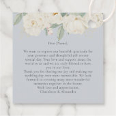 水彩白い花、ライトブルー結婚ズ フェイバータグ (裏面)