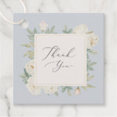 水彩白い花、ライトブルー結婚ズ フェイバータグ (正面)