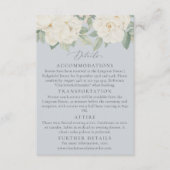 水彩白い花、淡いパスターブルー エンクロージャーカード (正面)